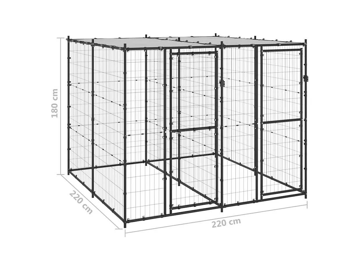 Chenil extérieur cage enclos 220 x 220 x 180 cm 02_0000401