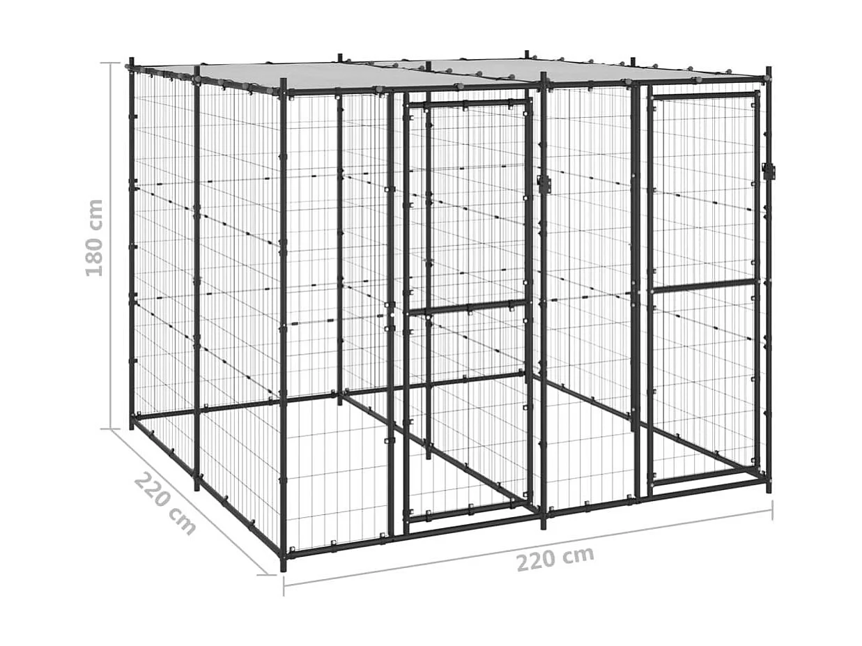 Chenil extérieur cage enclos 220 x 220 x 180 cm 02_0000401