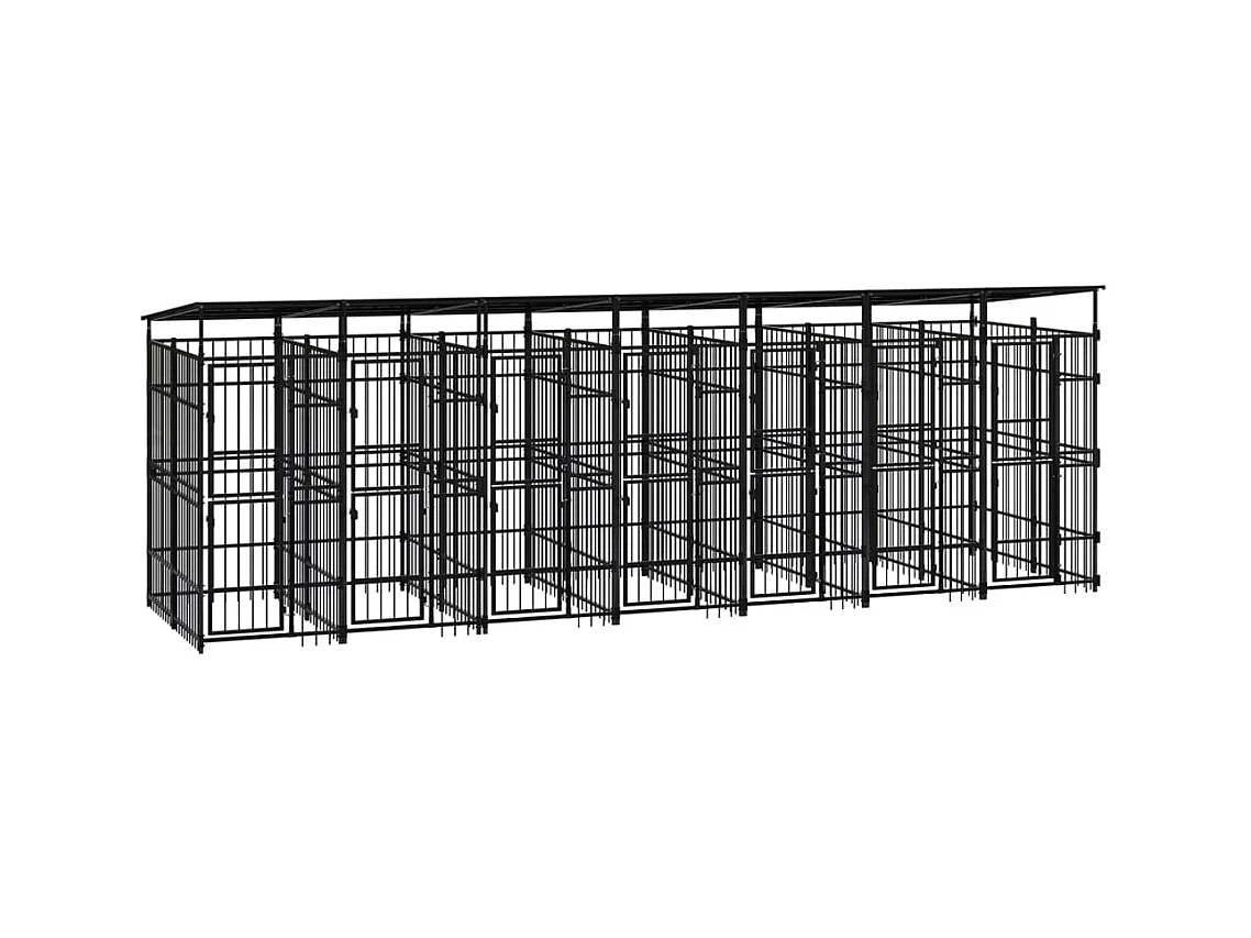 Cuccia gabbia per animali da esterno con tetto per cani in acciaio 12,9 m² nero 02_0041738