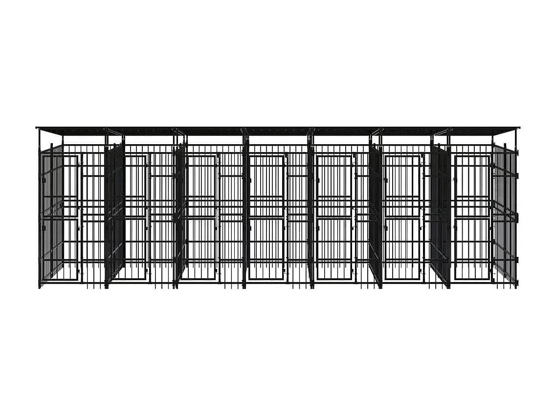 Cuccia gabbia per animali da esterno con tetto per cani in acciaio 12,9 m² nero 02_0041738