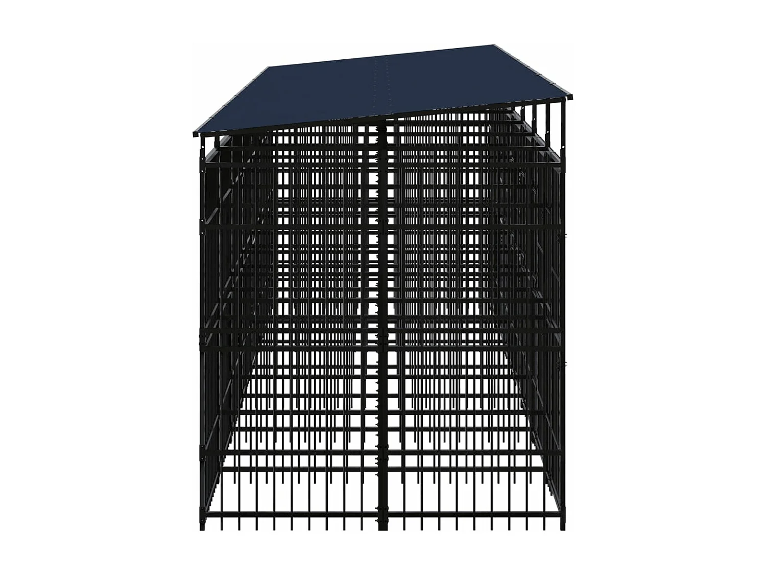 Cuccia gabbia per animali da esterno con tetto per cani in acciaio 12,9 m² nero 02_0041738