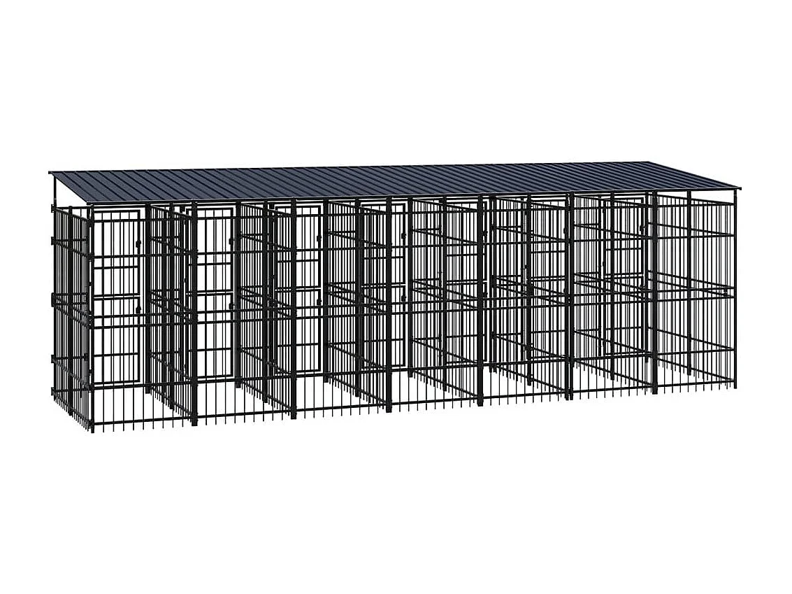 Cuccia gabbia per animali da esterno con tetto per cani in acciaio 12,9 m² nero 02_0041738