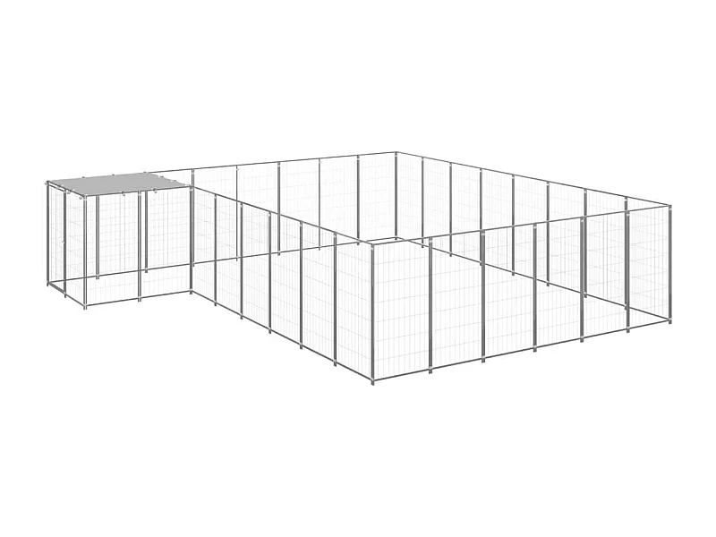 Chenil extérieur cage enclos argenté 440 x 440 x 110 cm 02_0000242