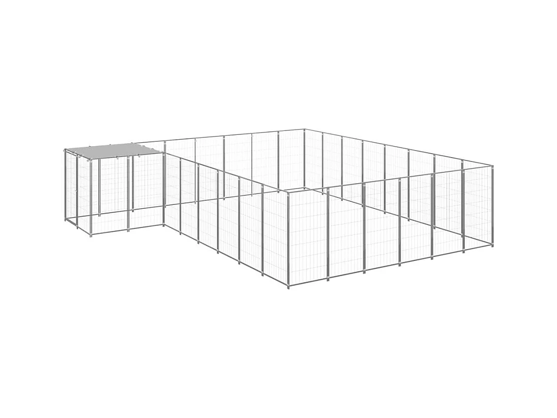 Chenil extérieur cage enclos argenté 440 x 440 x 110 cm 02_0000242