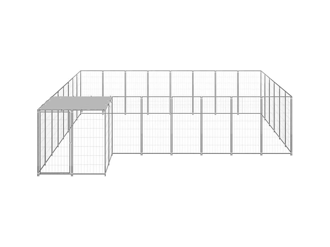 Chenil extérieur cage enclos argenté 440 x 440 x 110 cm 02_0000242
