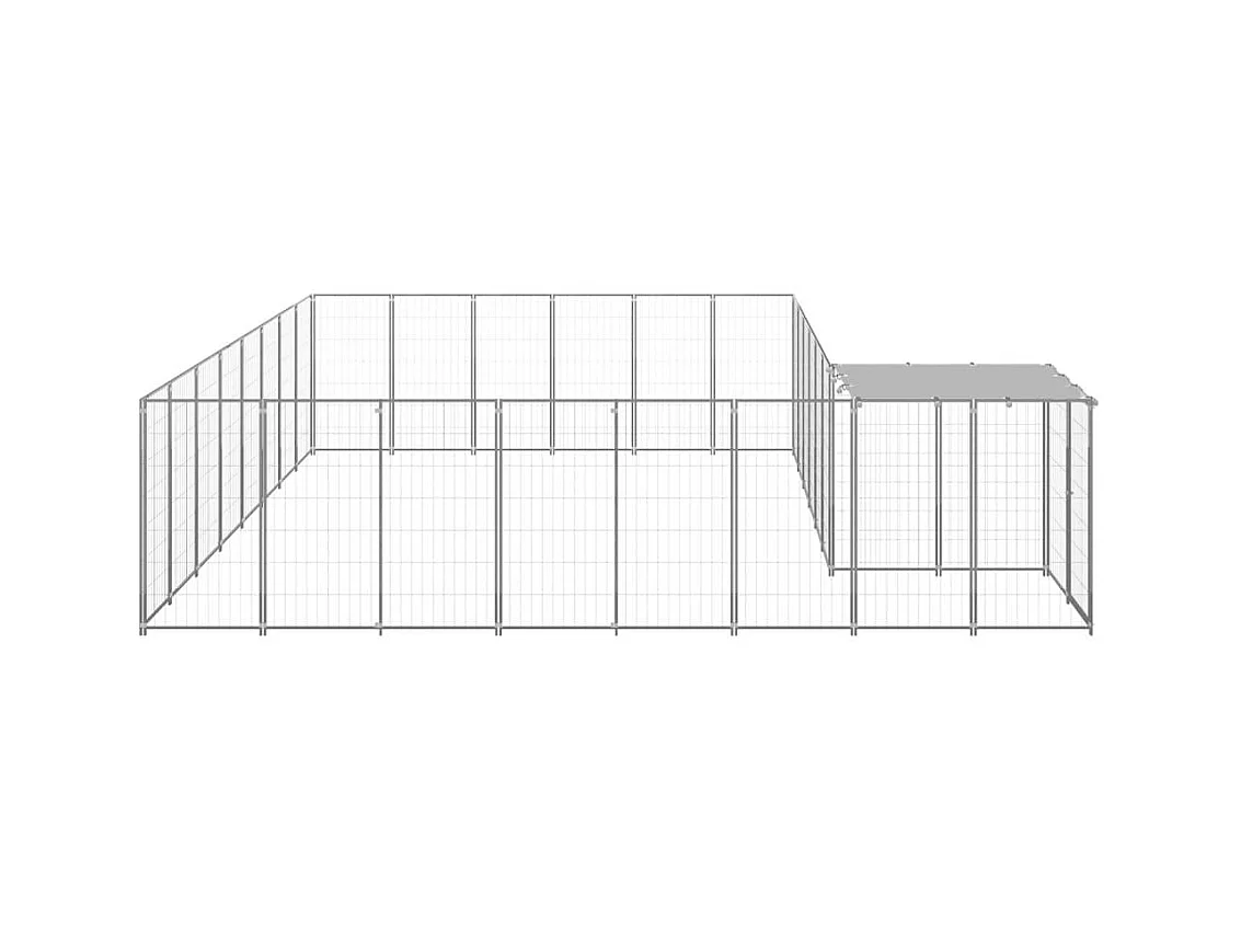 Chenil extérieur cage enclos argenté 440 x 440 x 110 cm 02_0000242