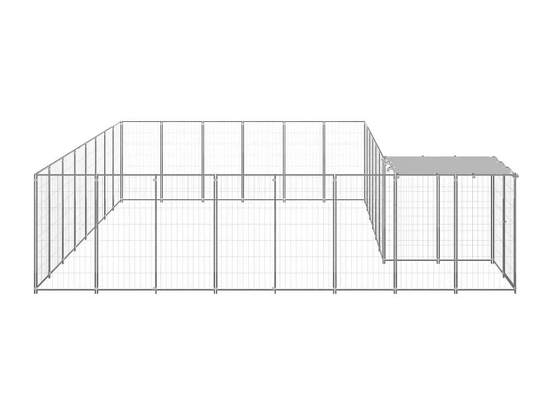 Cuccia da esterno gabbia per cani parco animali argento 15,73 m² acciaio 02_0000242