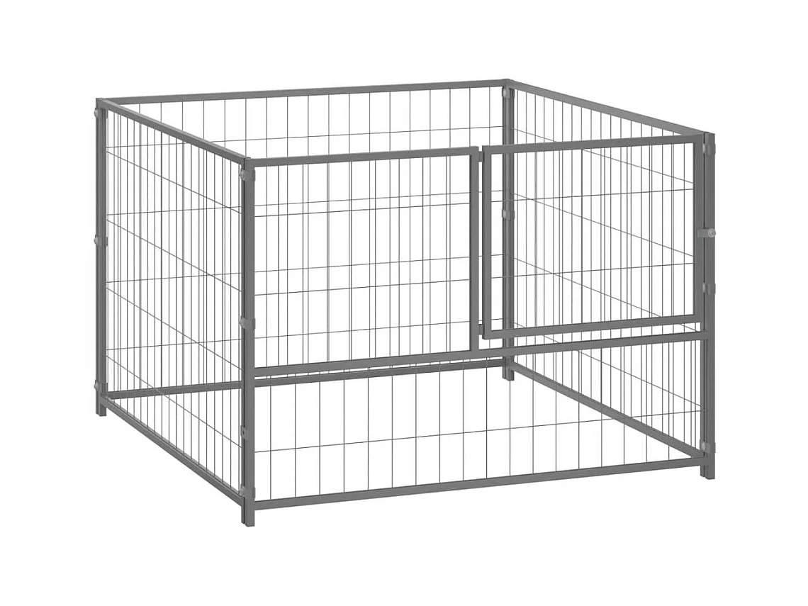 Chenil extérieur cage enclos argenté 100 x 100 x 70 cm 02_0000233