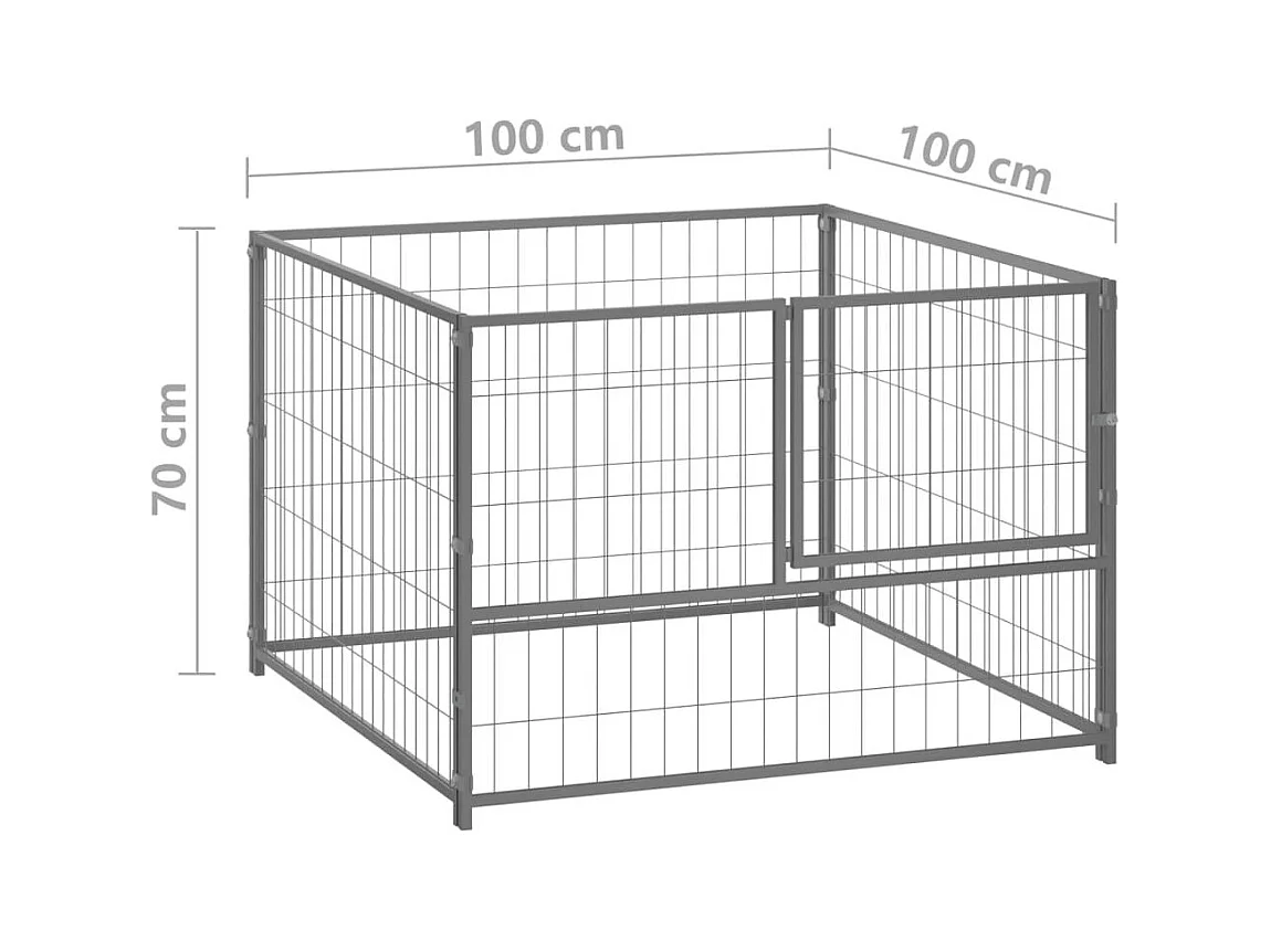 Chenil extérieur cage enclos argenté 100 x 100 x 70 cm 02_0000233