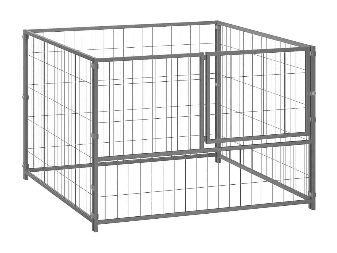 Cuccia da esterno gabbia recinto parco animali cane argento 100 x 100 x 70 cm acciaio 02_0000233