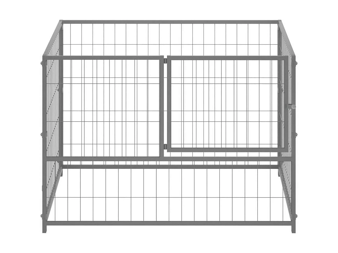 Cuccia da esterno gabbia recinto parco animali cane argento 100 x 100 x 70 cm acciaio 02_0000233