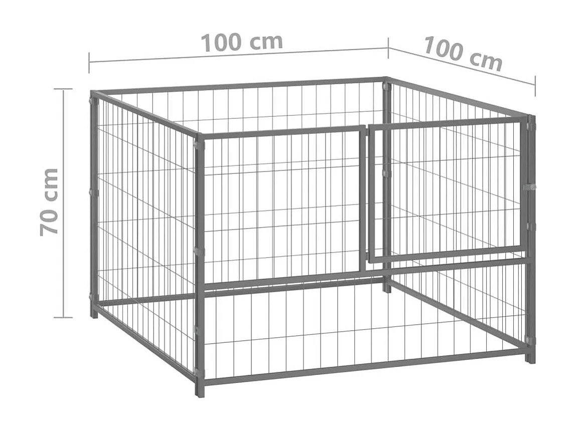 Cuccia da esterno gabbia recinto parco animali cane argento 100 x 100 x 70 cm acciaio 02_0000233