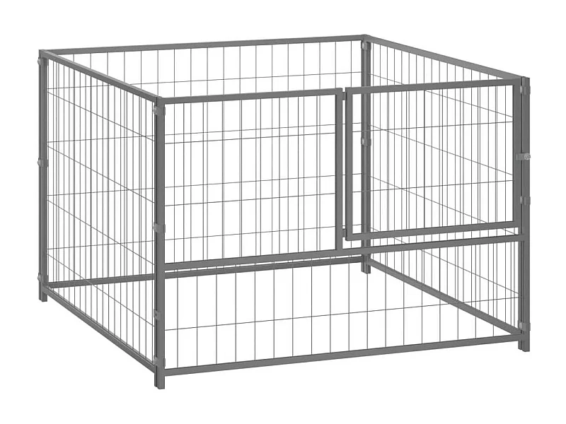 Jaula para perrera de exterior, recinto para parque de animales, perro, plata, 100 x 100 x 70 cm, acero 02_0000233