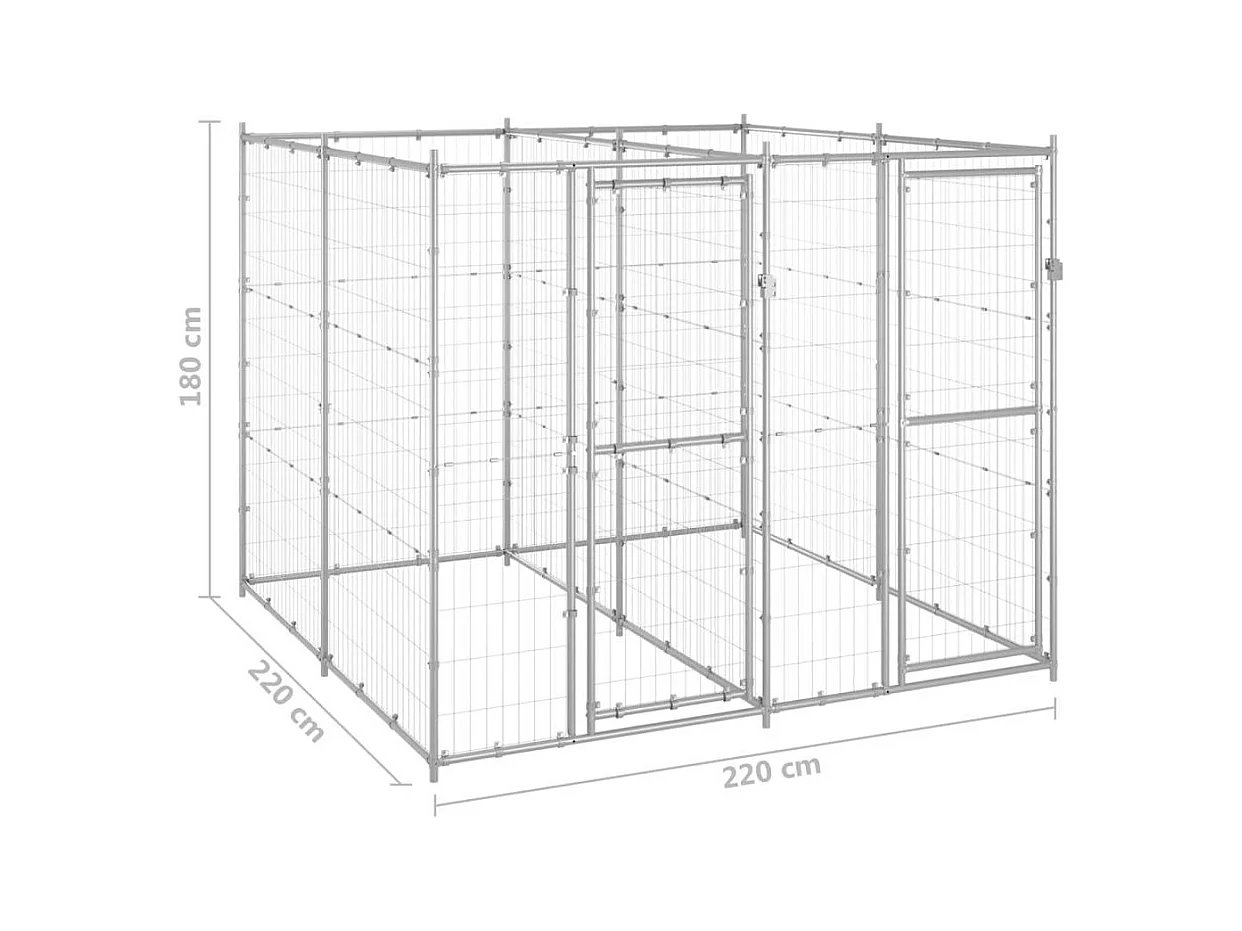 Chenil extérieur cage enclos 220 x 220 x 180 cm 02_0000422