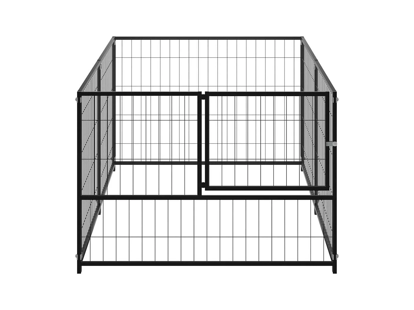 Cuccia da esterno gabbia recinto parco animali cane nero 200 x 100 x 70 cm acciaio 02_0000508