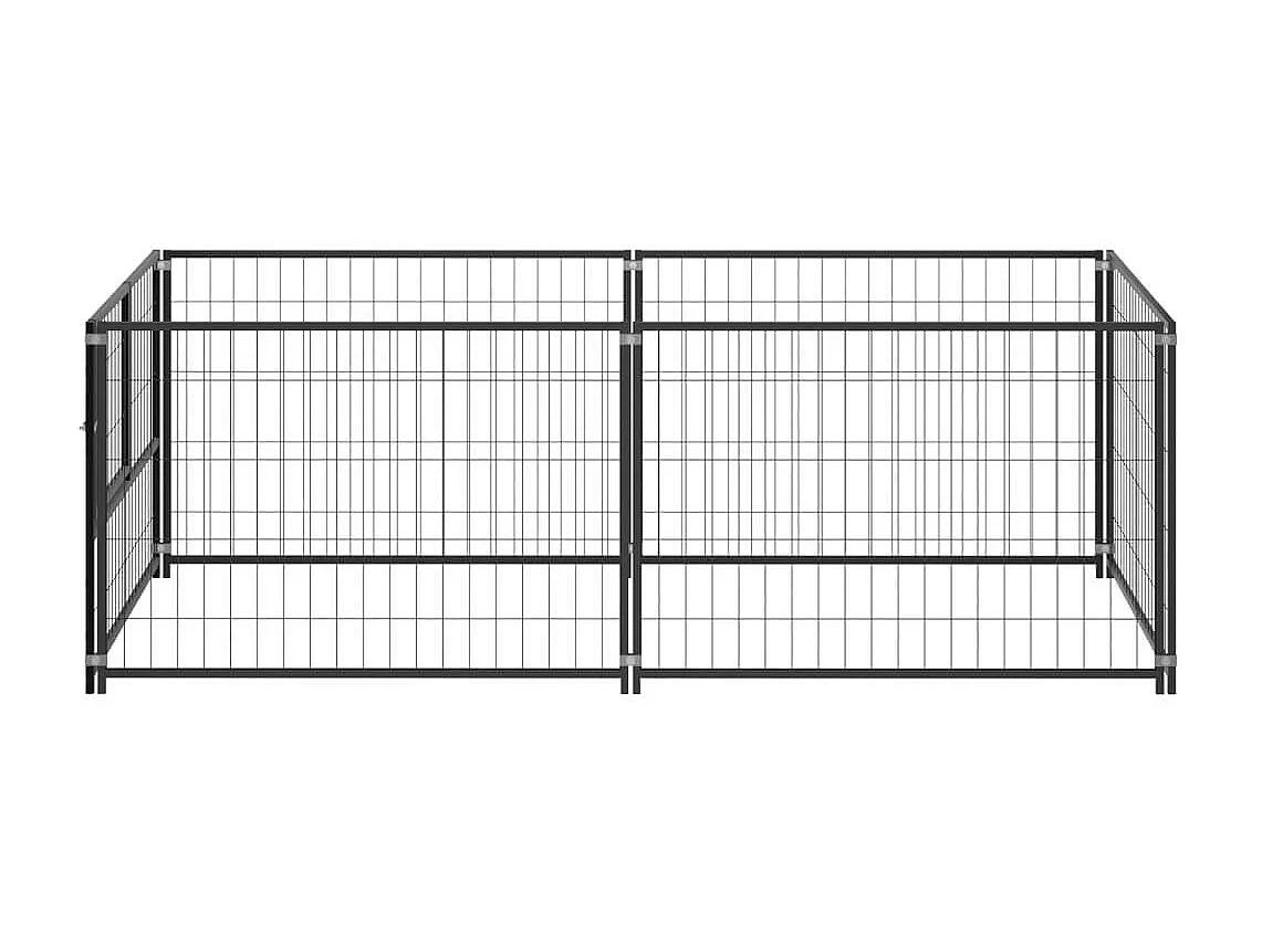 Cuccia da esterno gabbia recinto parco animali cane nero 200 x 100 x 70 cm acciaio 02_0000508