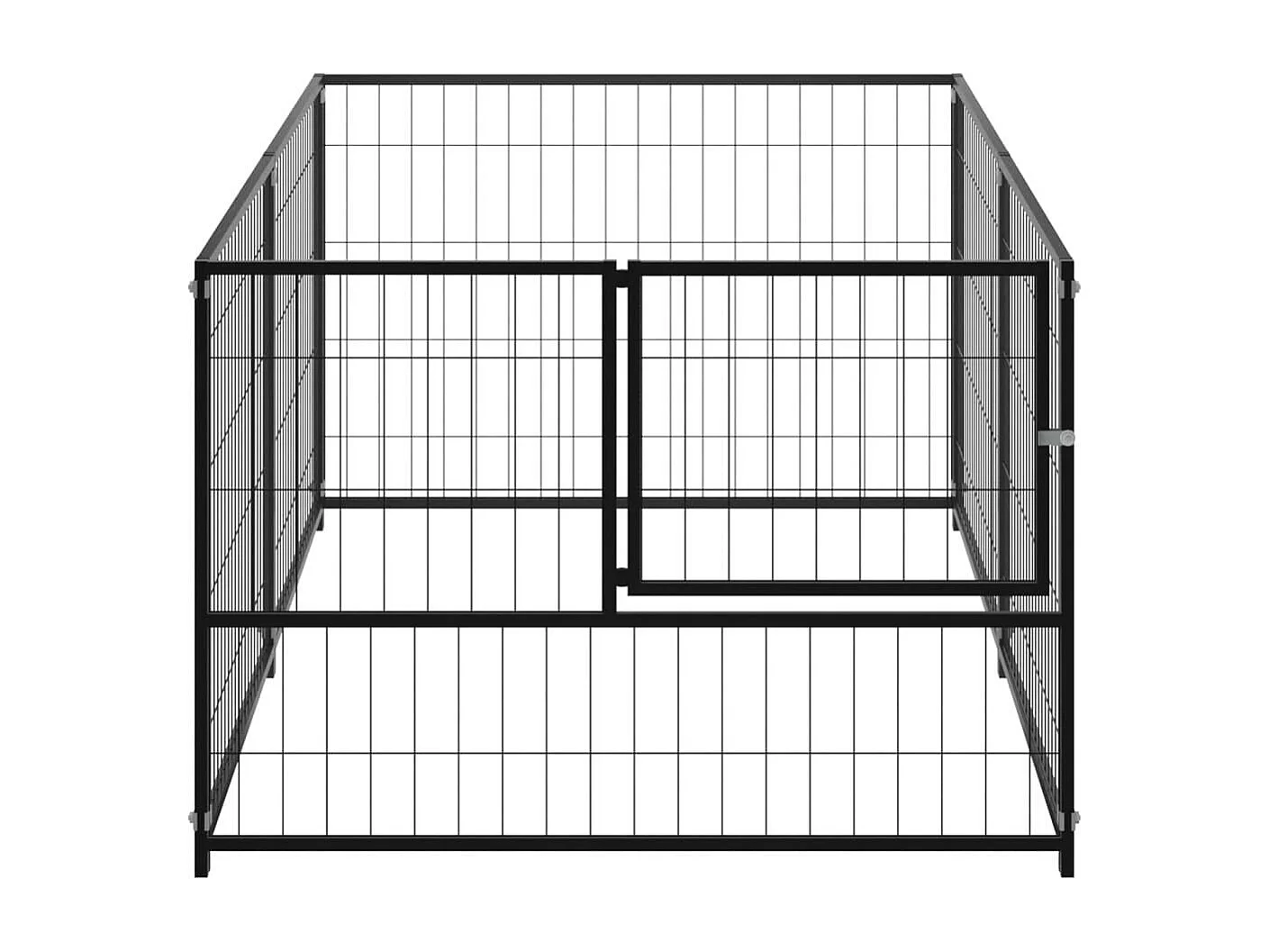 Cuccia da esterno gabbia recinto parco animali cane nero 200 x 100 x 70 cm acciaio 02_0000508