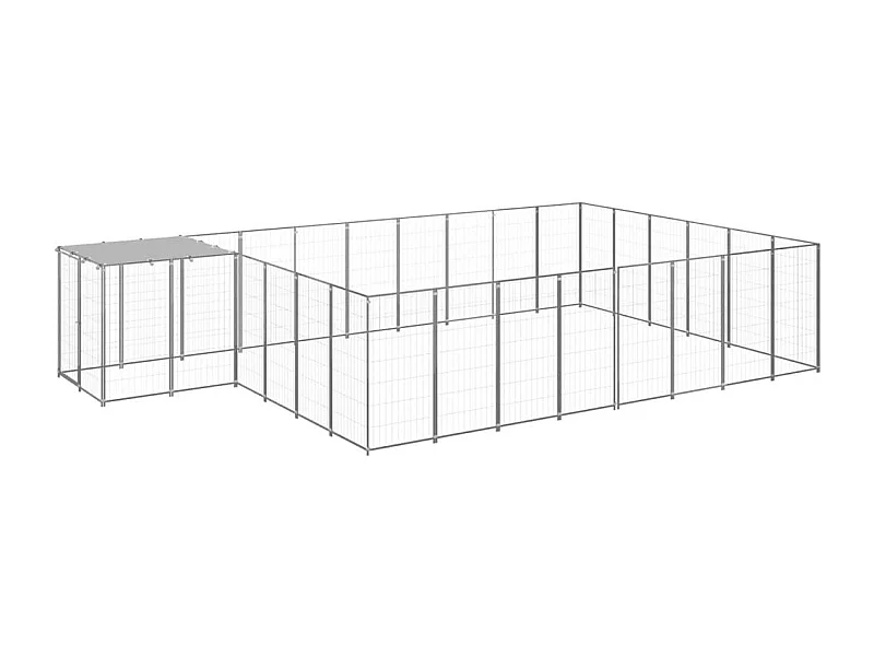 Chenil extérieur cage enclos argenté 550 x 330 x 110 cm 02_0000241