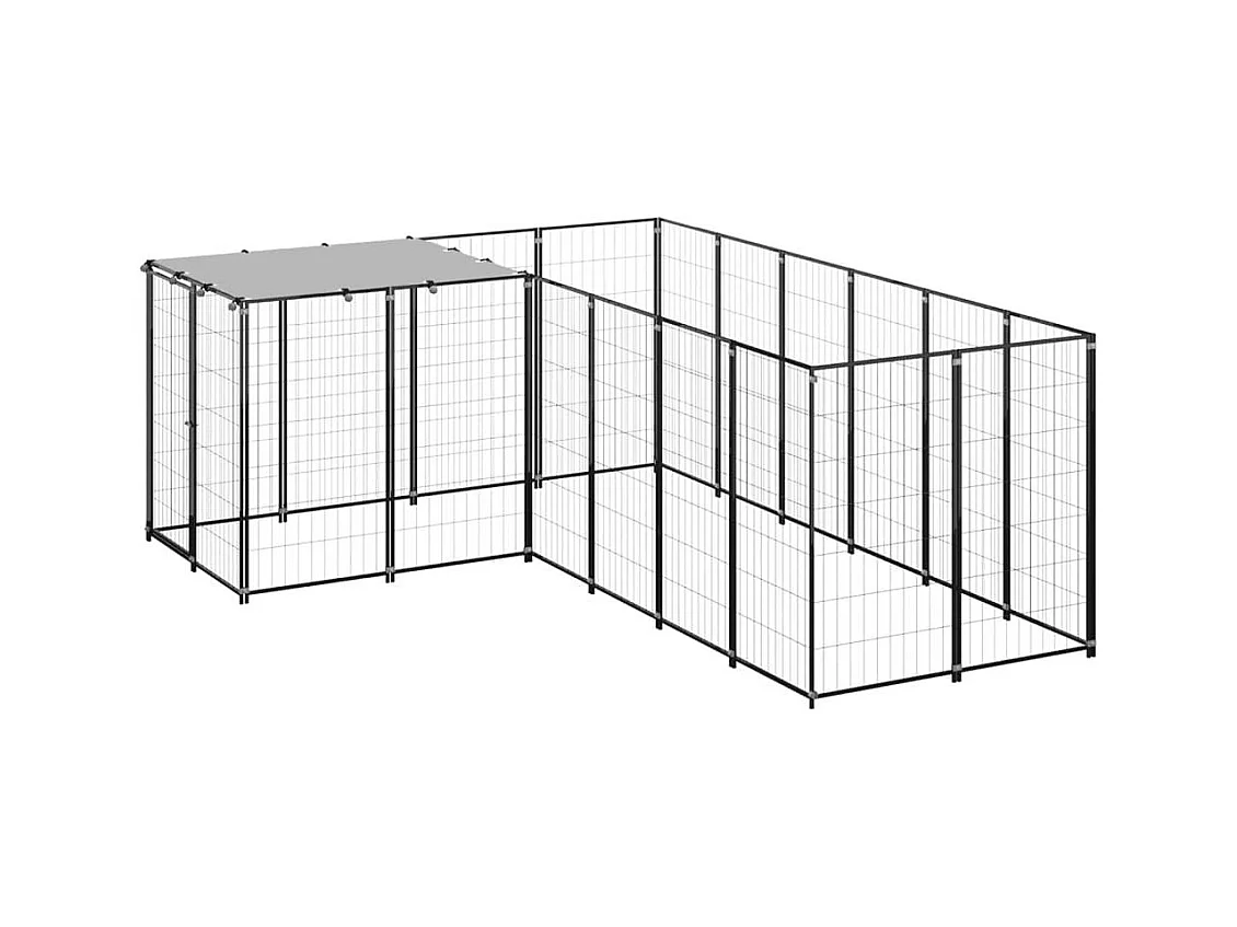 Chenil extérieur cage enclos noire 220 x 330 x 110 cm 02_0000533