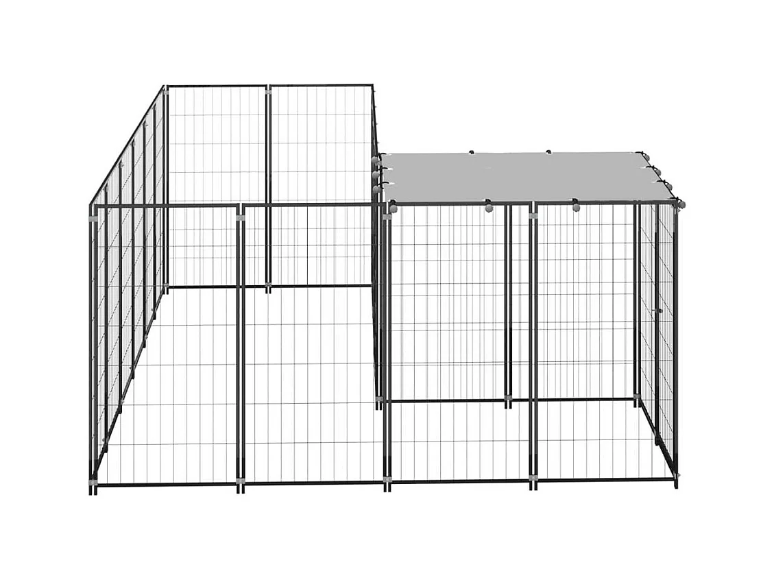 Chenil extérieur cage enclos noire 220 x 330 x 110 cm 02_0000533