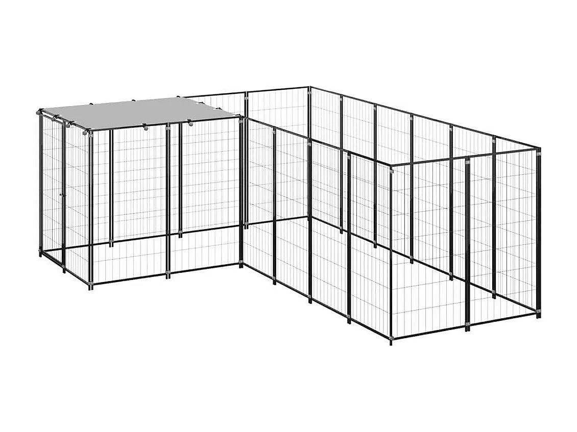 Gaiola para canil externo parque para cães animais 4,84 m²110 cm aço preto 02_0000533