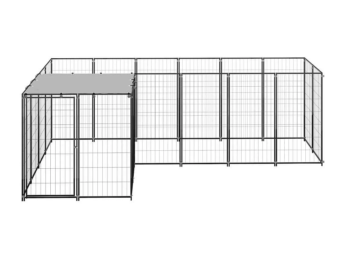 Gaiola para canil externo parque para cães animais 4,84 m²110 cm aço preto 02_0000533