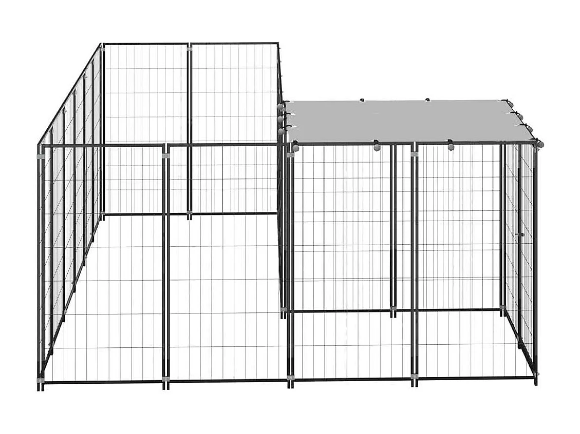Gaiola para canil externo parque para cães animais 4,84 m²110 cm aço preto 02_0000533
