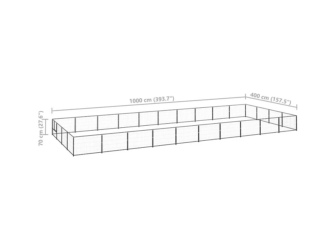 Gaiola para canil externo parque animal cachorro preto 40 m² aço 02_0000534