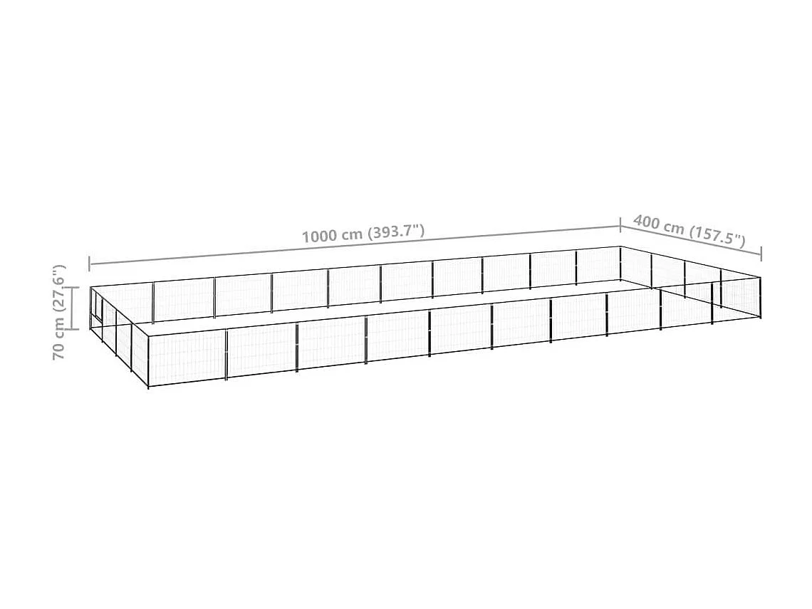 Gaiola para canil externo parque animal cachorro preto 40 m² aço 02_0000534