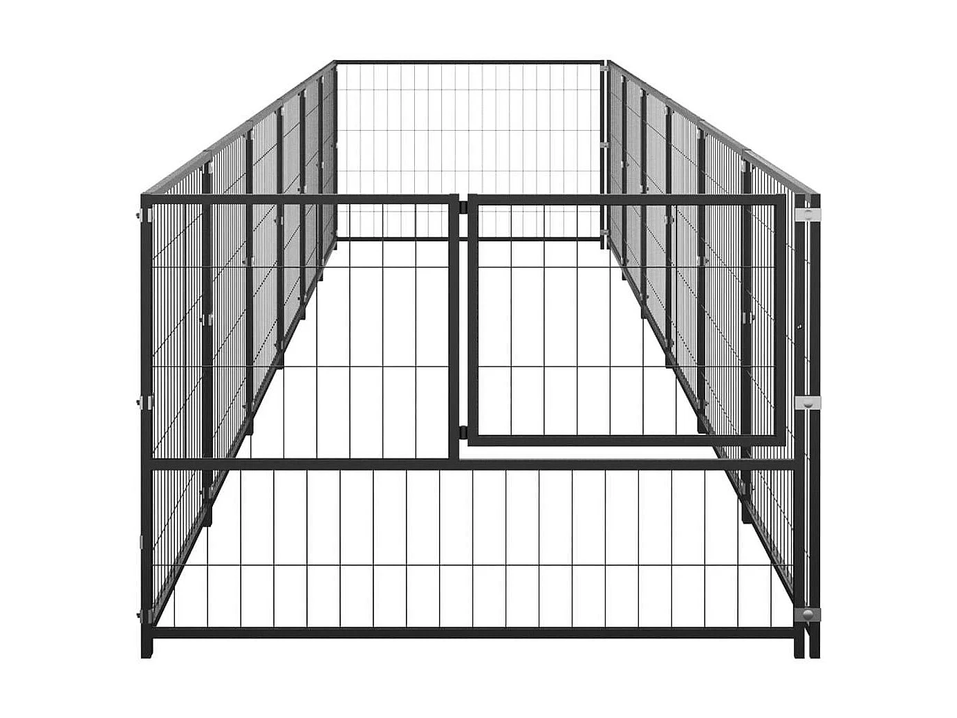 Cuccia da esterno gabbia recinto parco animali cane nero 6 m² acciaio 02_0000544