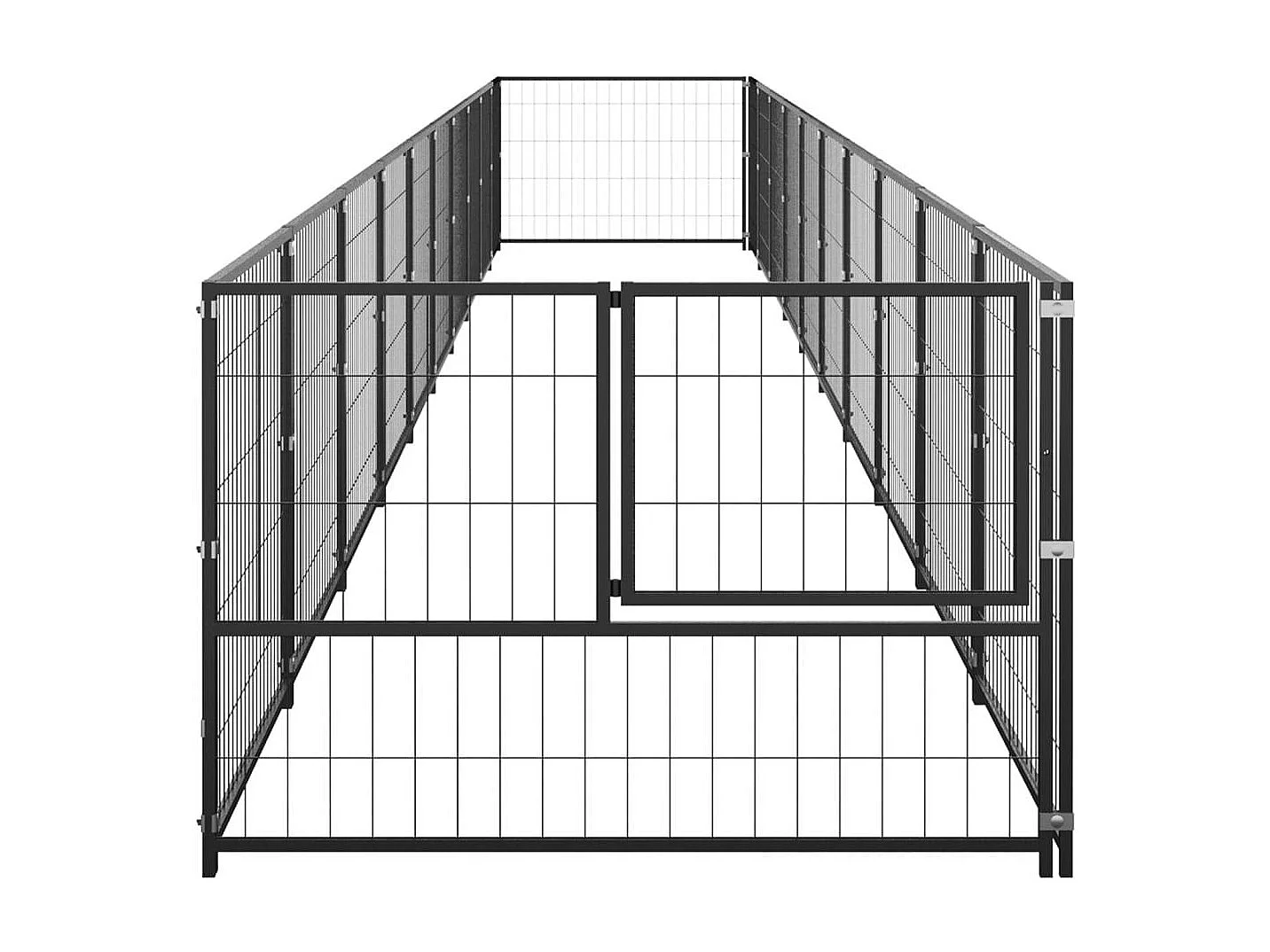 Cuccia da esterno gabbia recinto parco animali cane nero 10 m² acciaio 02_0000484