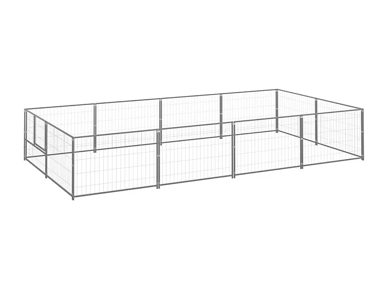 Chenil extérieur cage enclos argenté 400 x 200 x 70 cm 02_0000302