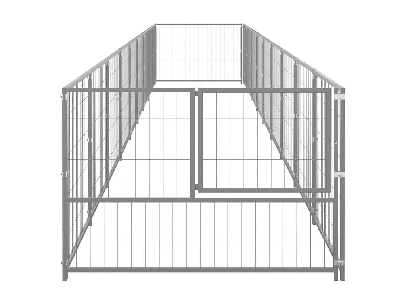 Jaula para perrera exterior, recinto para parque para mascotas, perro, plata, 9 m², acero 02_0000307