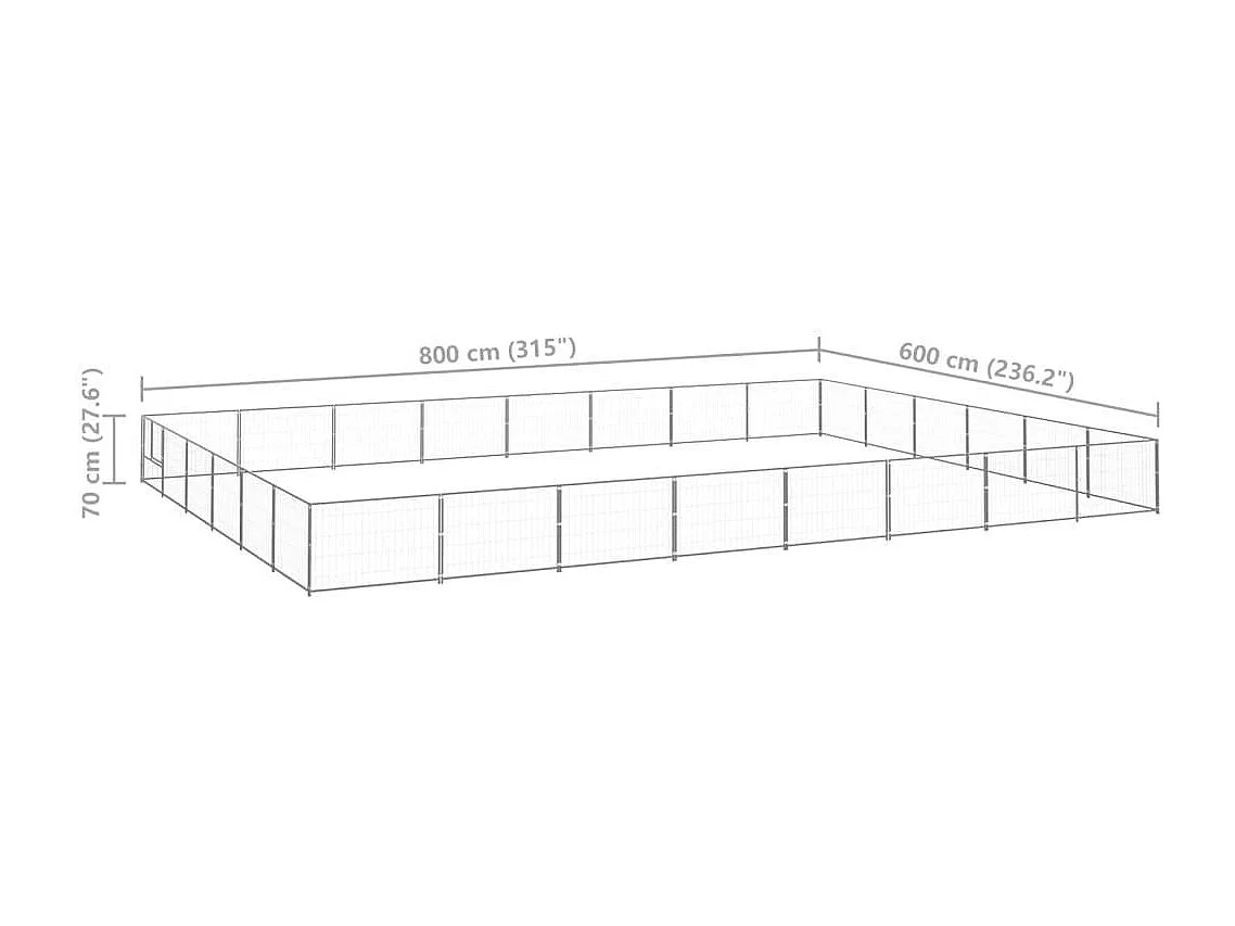Gaiola para canil externo para animais de estimação parque para cães prata 48 m² aço 02_0000283