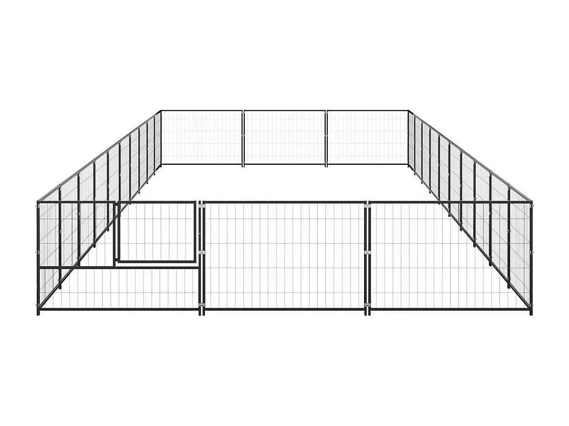 Chenil extérieur cage enclos noire 1000 x 300 x 70 cm 02_0000520