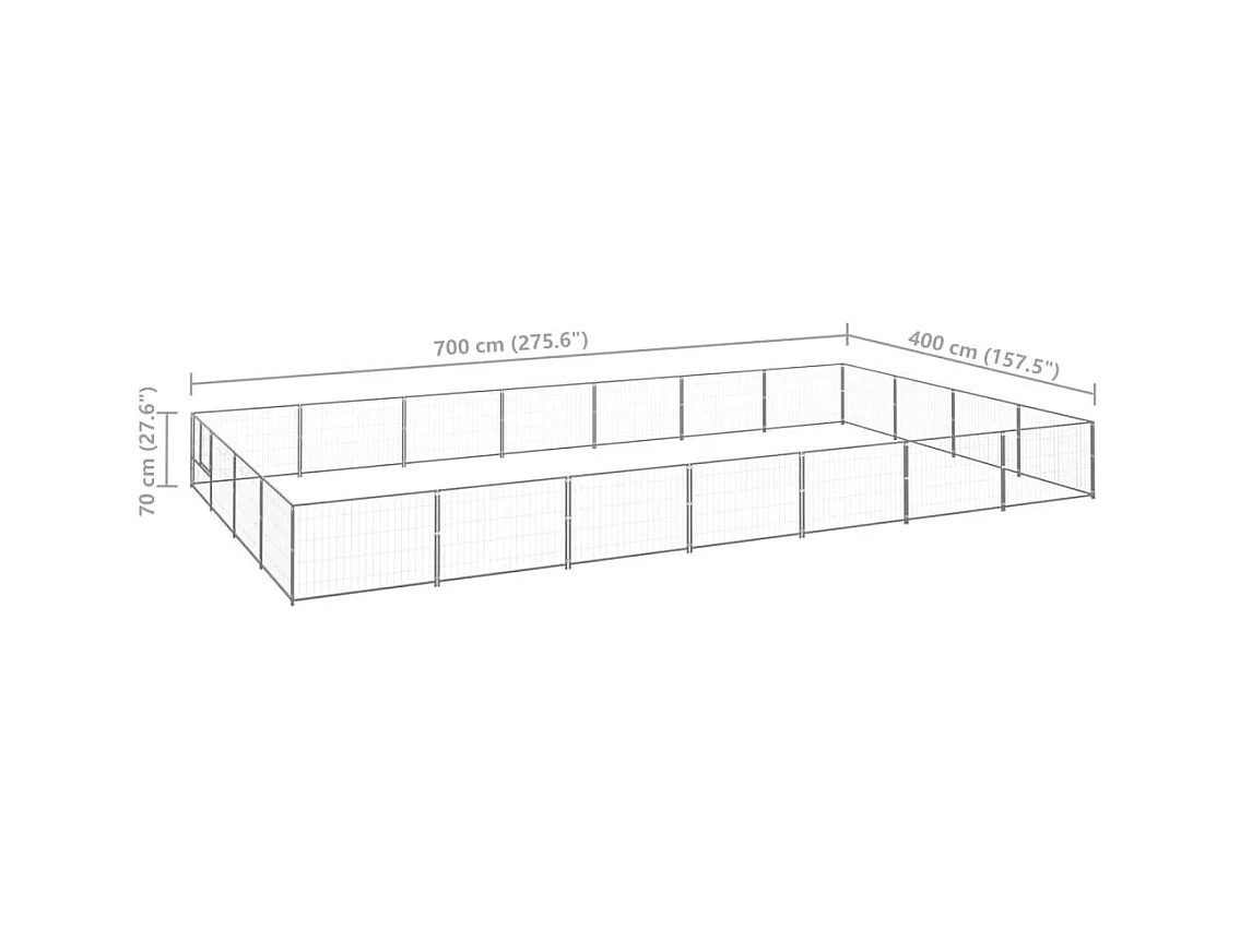 Chenil extérieur cage enclos argenté 700 x 400 x 70 cm 02_0000263