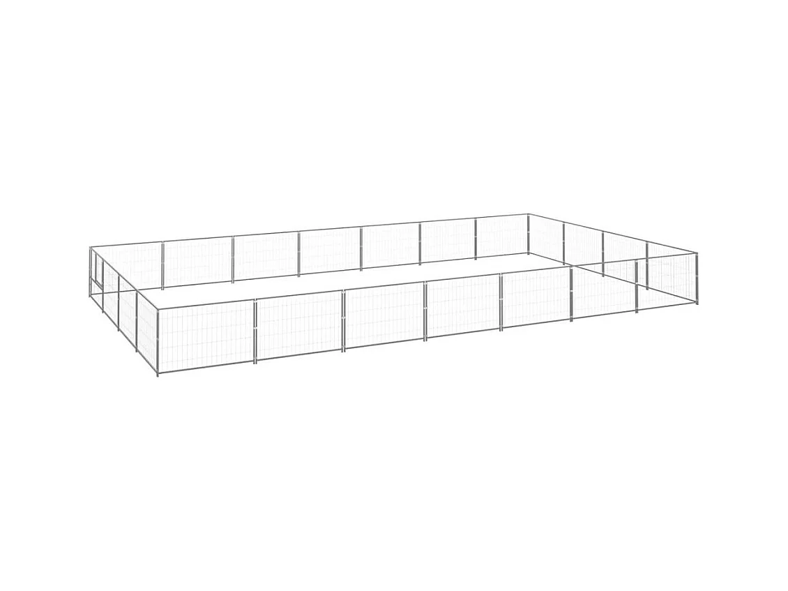 Cuccia da esterno gabbia per cani parco animali argento 28 m² acciaio 02_0000263