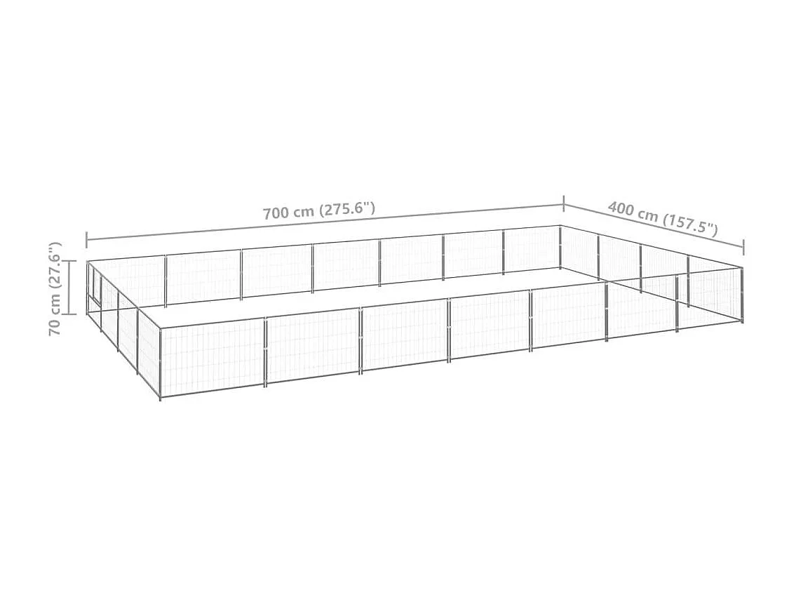 Cuccia da esterno gabbia per cani parco animali argento 28 m² acciaio 02_0000263