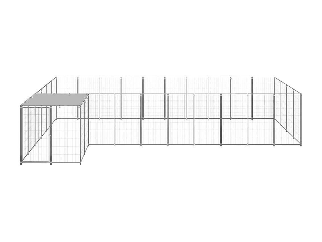 Jaula para perrera exterior, parque para mascotas, perro, plata, 13,31 m², acero 02_0000238