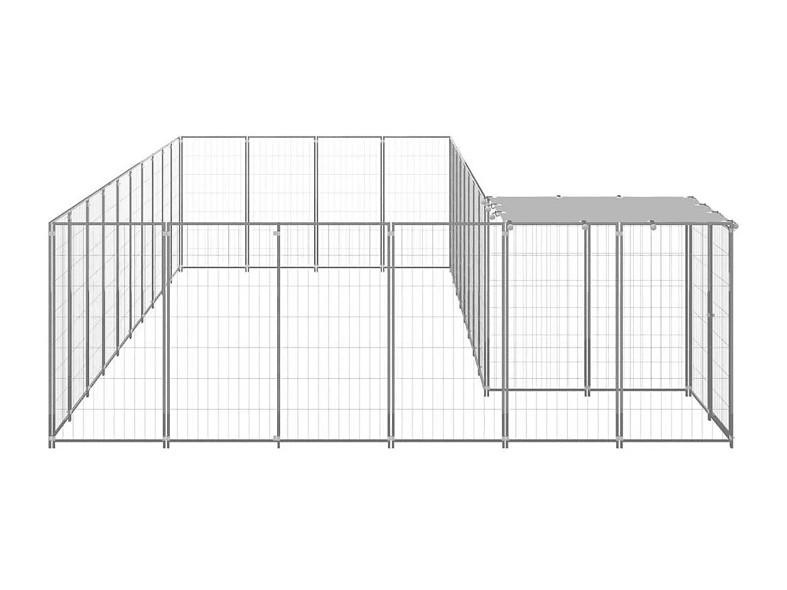 Jaula para perrera exterior, parque para mascotas, perro, plata, 13,31 m², acero 02_0000238