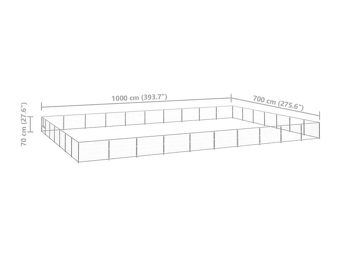 Cuccia da esterno gabbia per cani parco animali argento 70 m² acciaio 02_0000299