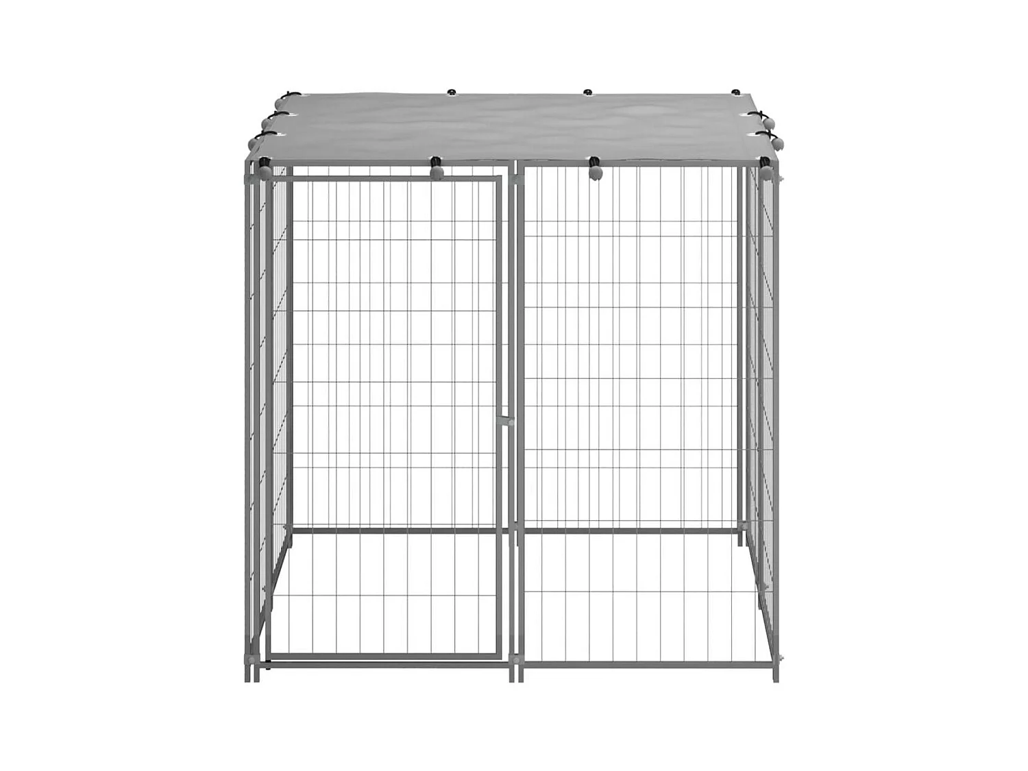 Chenil extérieur cage enclos argenté 110 x 110 x 110 cm 02_0000234