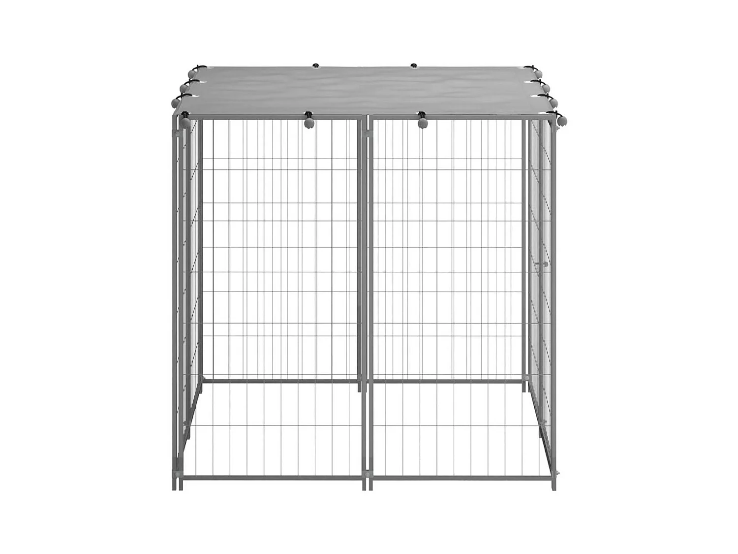 Chenil extérieur cage enclos argenté 110 x 110 x 110 cm 02_0000234