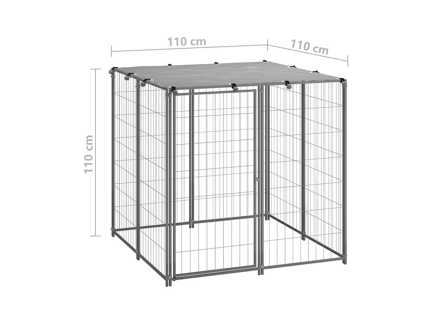 Chenil extérieur cage enclos argenté 110 x 110 x 110 cm 02_0000234