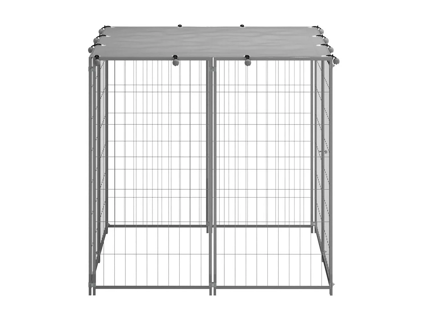 Cuccia da esterno gabbia recinto parco animali cane argento 110 x 110 x 110 cm acciaio 02_0000234