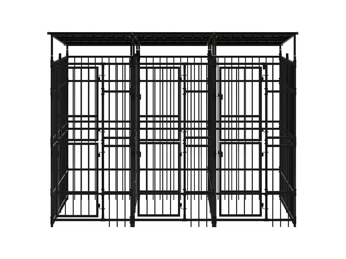 Canil gaiola exterior animal pac com teto para cães aço 5,53 m² preto 02_0041761