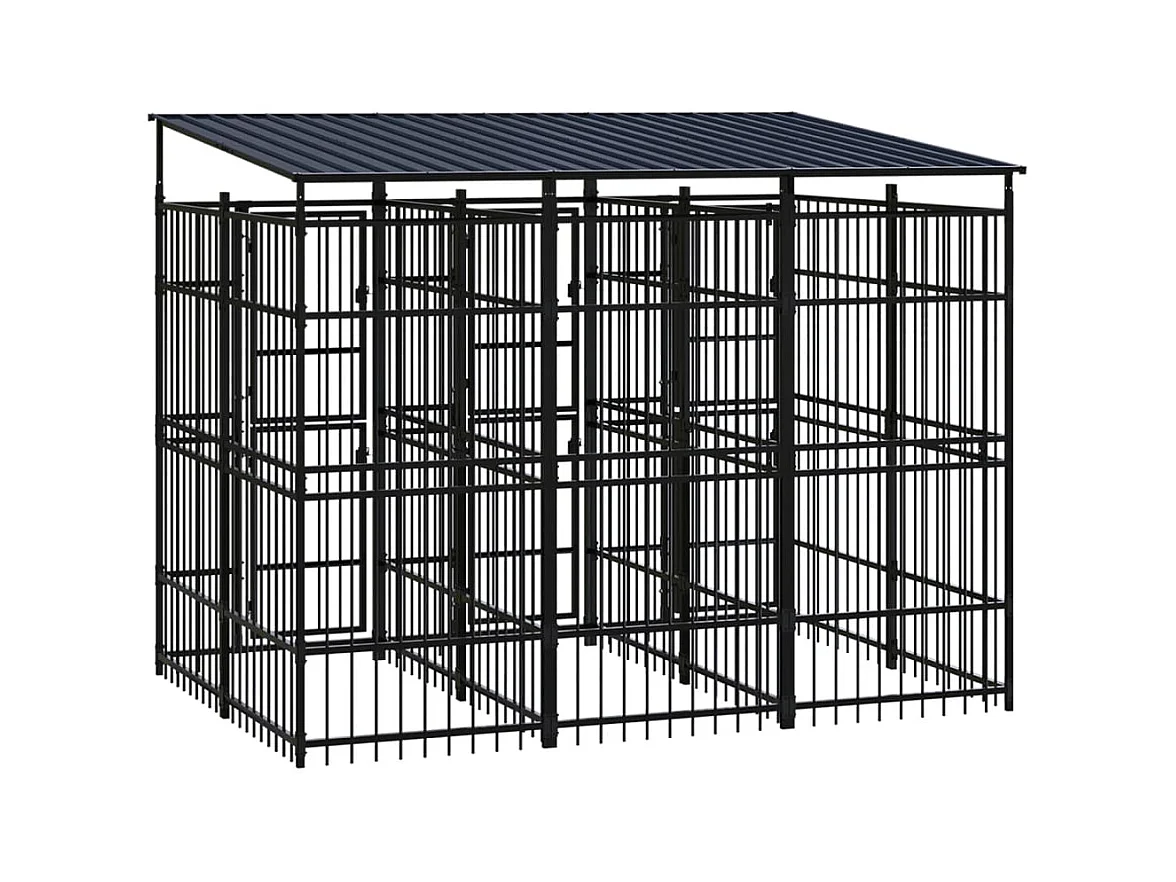 Canil gaiola exterior animal pac com teto para cães aço 5,53 m² preto 02_0041761
