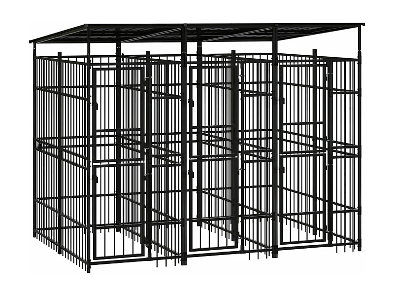 Canil gaiola exterior animal pac com teto para cães aço 5,53 m² preto 02_0041761