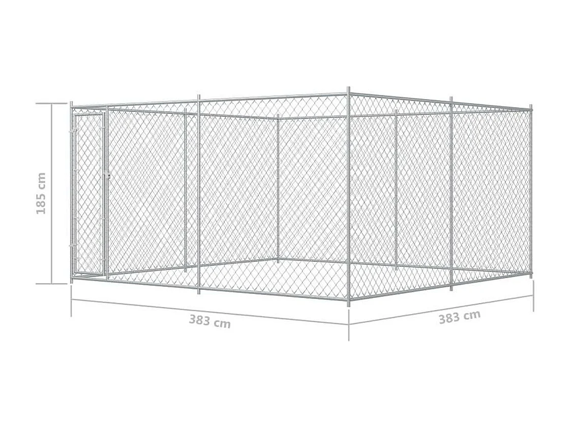Gaiola para canil ao ar livre cercadinho para cães 383 x 383 x 185 cm 02_0000462