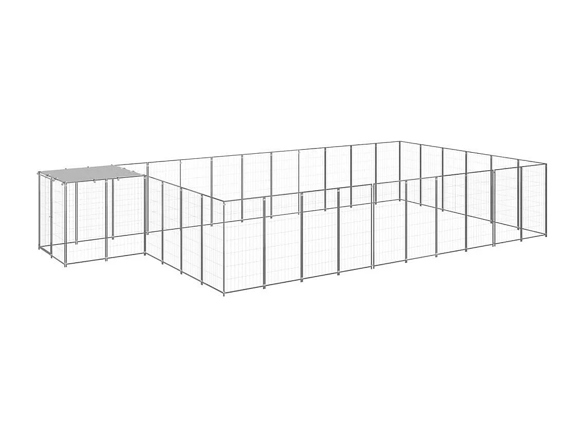 Chenil extérieur cage enclos argenté 660 x 330 x 110 cm 02_0000247